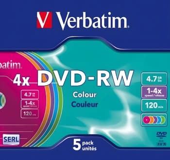 Диск DVD-RW Verbatim 4.7Gb 4x Slim case (5шт) Color (43563) - фото 5