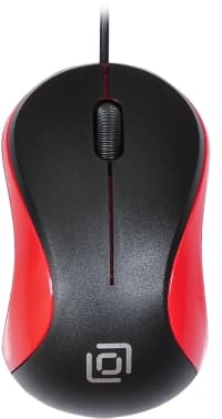 Мышь Оклик 115S черный/красный оптическая 1200dpi USB для ноутбука 3but (711637) - фото 2