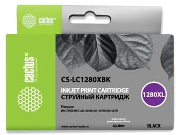 Картридж струйный Cactus CS-LC1280XBK черный (62мл) для Brother MFC-J6510/6910DW с чипом - фото 2