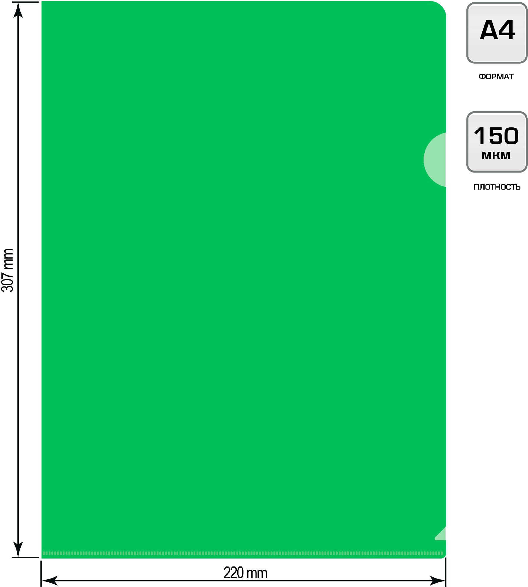 Папка-уголок Бюрократ -EE310/1GREEN A4 пластик 0.15мм зеленый - фото 4