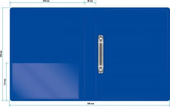 Папка на 2-х кольцах Бюрократ -0812/2RBLUE A4 пластик 0.8мм кор.40мм внутр. с вставкой синий - фото 5