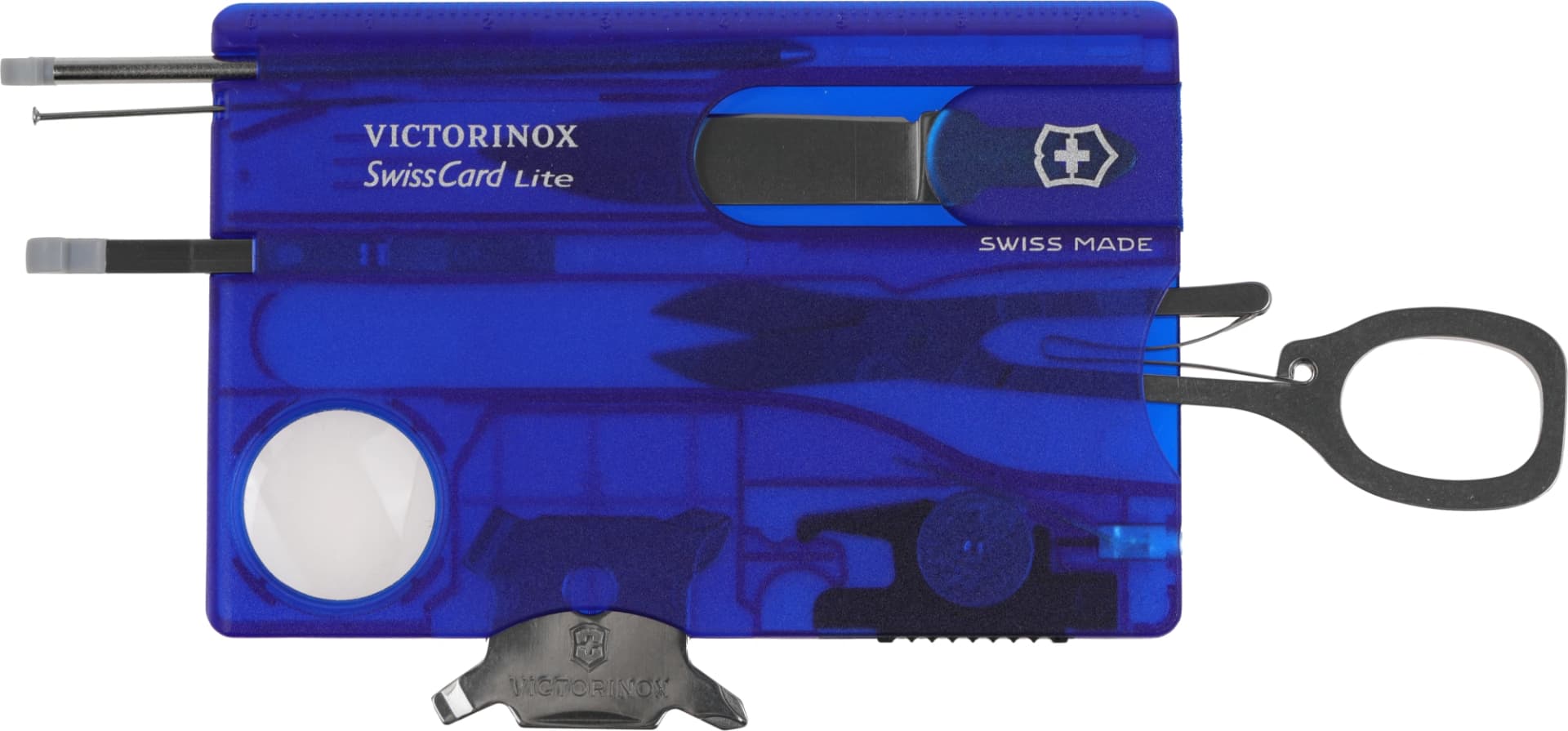 Швейцарская карта Victorinox SwissCard Lite (0.7322.T2) синий полупрозрачный коробка подарочная - фото 4
