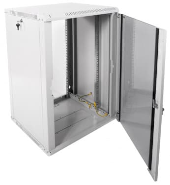 Шкаф коммутационный ЦМО ШРН-ЭКОНОМ (ШРН-Э-18.500) настенный 18U 600x520мм пер.дв.стекл 75кг серый 470мм 27.7кг 180град. 930мм - фото 5