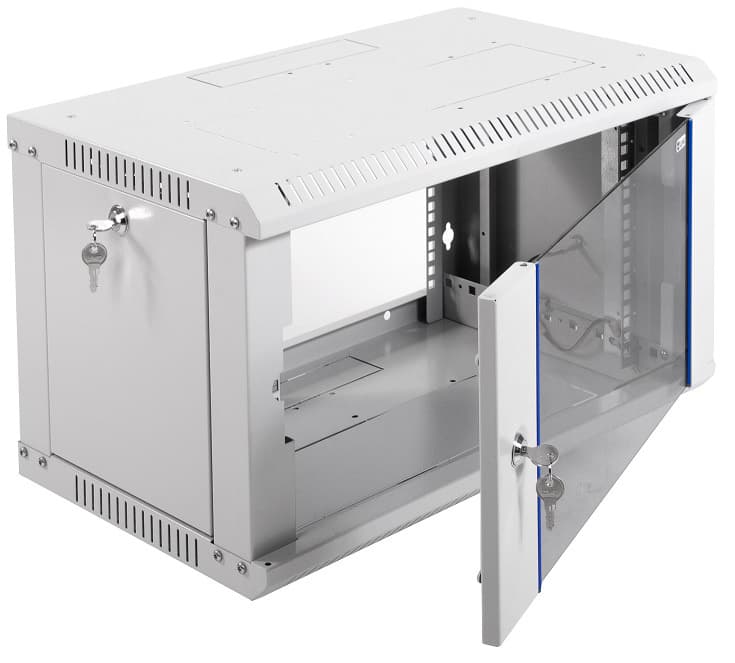 Шкаф коммутационный ЦМО ШРН-ЭКОНОМ (ШРН-Э-6.350) настенный 6U 600x350мм пер.дв.стекл 85кг серый 300мм 11.4кг 180град. 345мм - фото 4