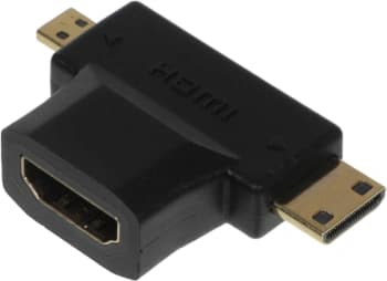 Переходник аудио-видео HDMI (f)/Micro HDMI (m)/Mini HDMI (m) черный (+ Mini HDMI (Male)) - фото 2