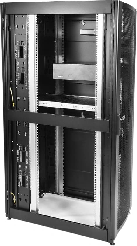 Шкаф серверный ЦМО (ШТК-СП-42.6.10-44АА-9005) напольный 42U 600x990мм пер.дв.перфор. 2 бок.пан. задн.дв.перфор. направл.под закл.гайки 1350кг черный 690мм 139кг 120град. 1950мм IP20 сталь - фото 1