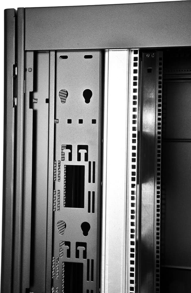 Шкаф серверный ЦМО (ШТК-СП-42.6.10-44АА-9005) напольный 42U 600x990мм пер.дв.перфор. 2 бок.пан. задн.дв.перфор. направл.под закл.гайки 1350кг черный 690мм 139кг 120град. 1950мм IP20 сталь - фото 4