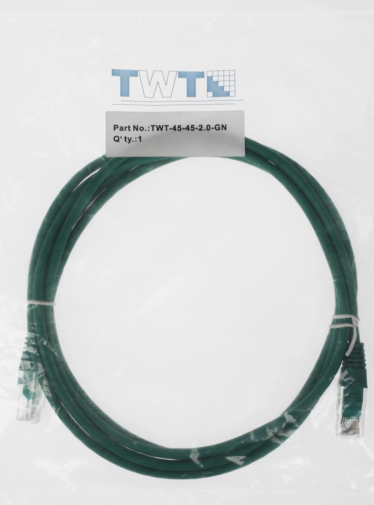 Патч-корд Lanmaster UTP TWT-45-45-2.0-GN UTP RJ-45 вил.-вилка RJ-45 кат.5E 2м зеленый ПВХ - фото 1