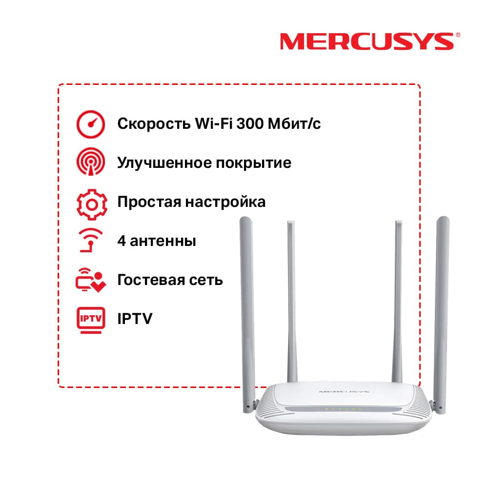 Роутер беспроводной Mercusys MW325R N300 10/100BASE-TX белый - фото 2