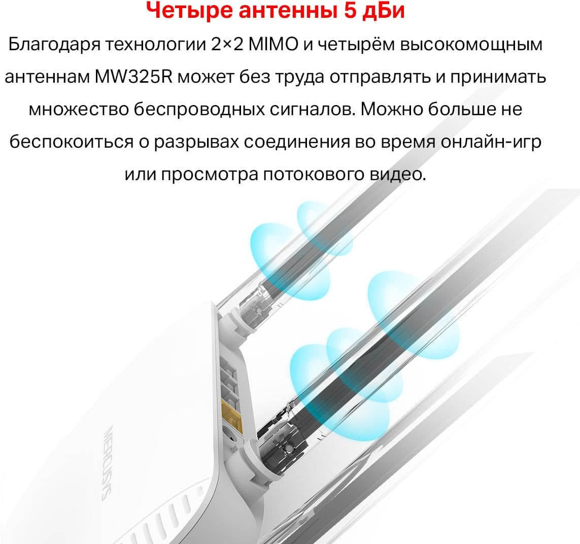 Роутер беспроводной Mercusys MW325R N300 10/100BASE-TX белый - фото 4