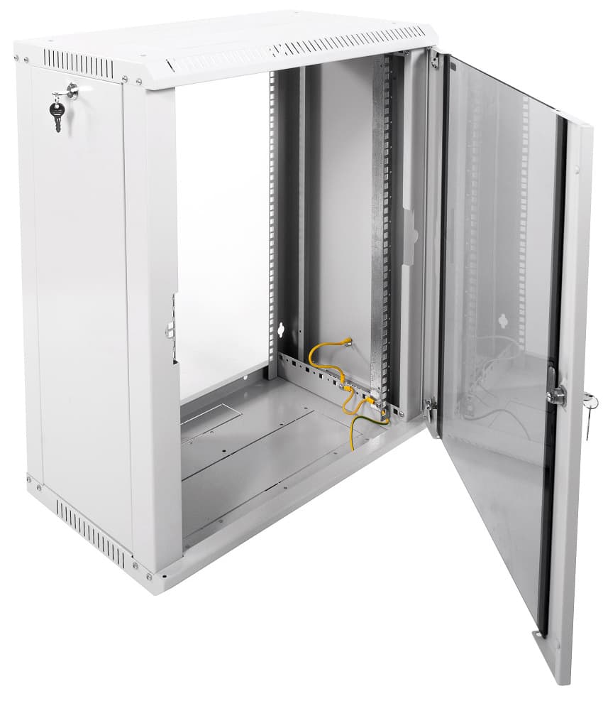 Шкаф коммутационный ЦМО ШРН-ЭКОНОМ (ШРН-Э-15.350) настенный 15U 600x350мм пер.дв.стекл задн.дв.стал.лист 85кг серый 300мм 746мм - фото 2