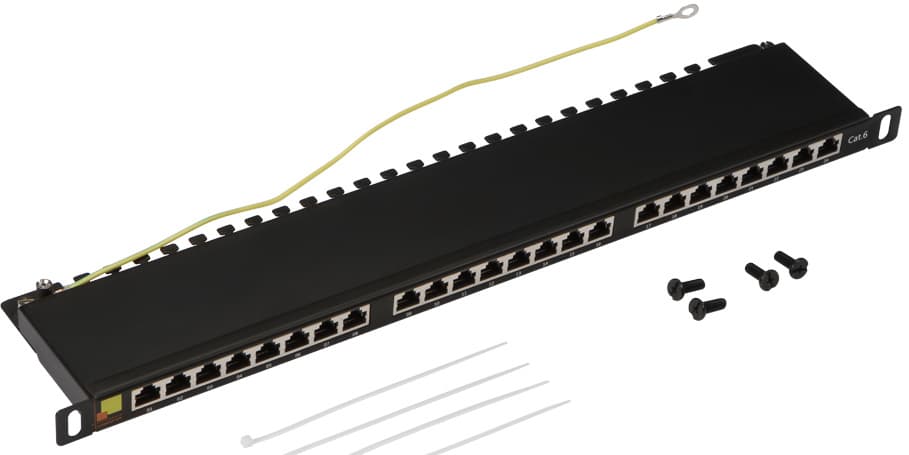 Патч-панель Lanmaster LAN-PPC24S6 19" 0.5U 24xRJ45 кат.5E STP - фото 1