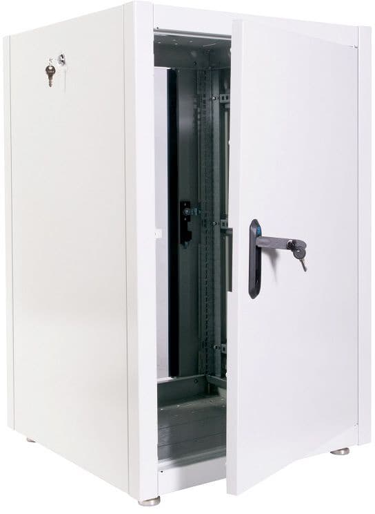 Шкаф коммутационный ЦМО (ШТК-Э-18.6.6-13АА) напольный 18U 598x600мм пер.дв.стекл металл 2 бок.пан. 540кг серый 515мм 43кг 180град. 920мм IP20 - фото 1