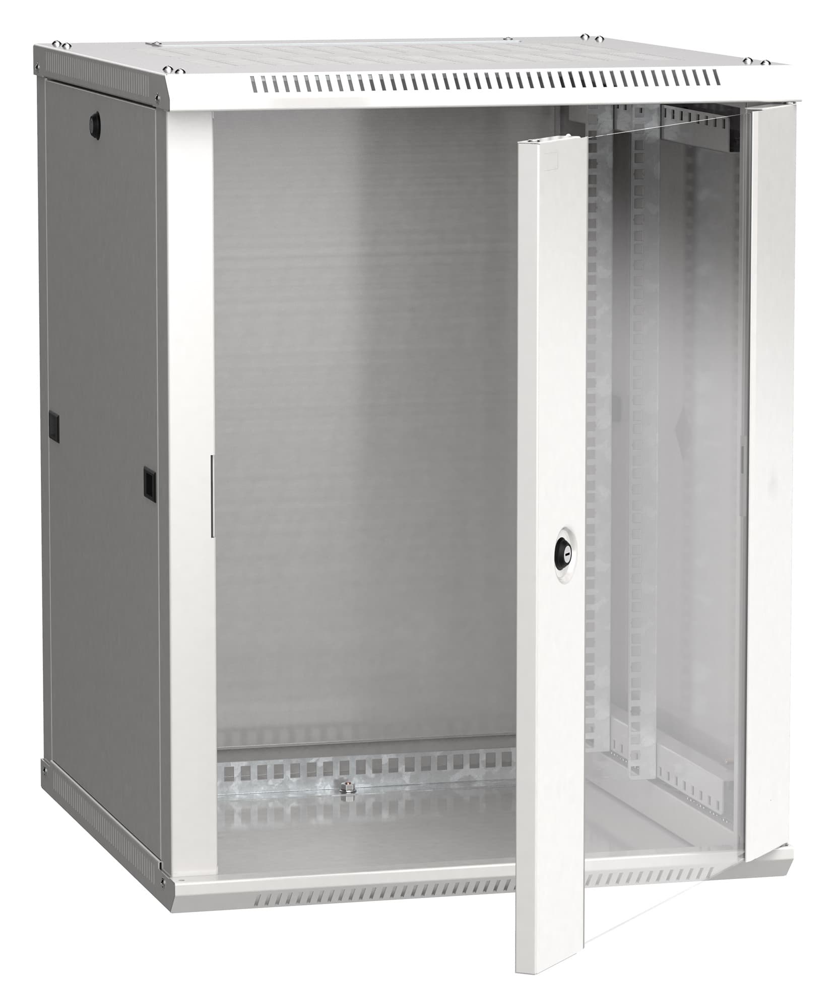 Шкаф коммутационный ITK Linea W (LWR3-12U66-GF) настенный 12U 600x600мм пер.дв.стекл задн.дв.стал.лист 90кг серый 500мм 32кг 200град. 635мм IP20 IK08 сталь - фото 1