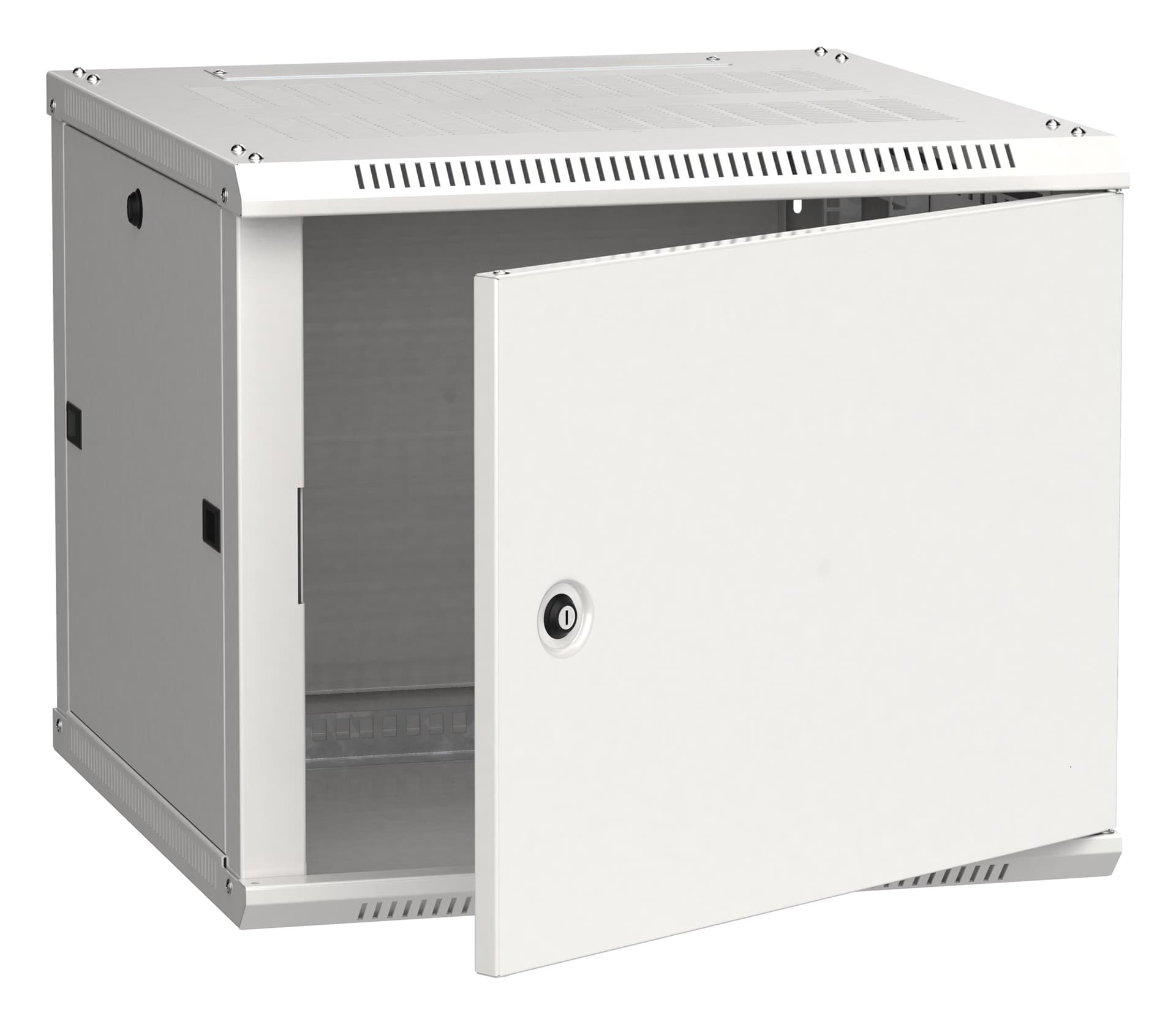 Шкаф коммутационный ITK Linea W (LWR3-09U66-MF) настенный 9U 600x600мм пер.дв.металл 2 бок.пан. направл.под закл.гайки 90кг серый 500мм 200град. 600мм IP20 IK10 сталь - фото 1
