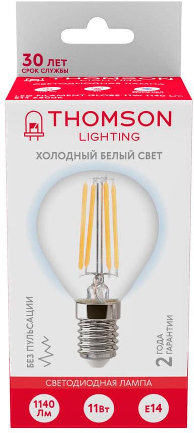 Лампа филам. Thomson Filament TH-B2338 11Вт цок.:E14 шар 220B св.свеч.бел.хол. Globe (упак.:1шт) - фото 4