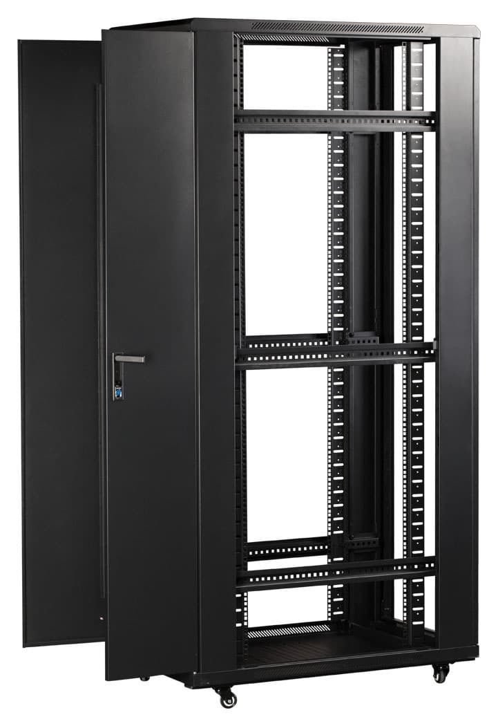 Шкаф коммутационный Lanmaster (TWT-CBB-18U-6X10-G1) напольный 18U 600x1000мм пер.дв.стекл 2 бок.пан. металл 800кг черный 62кг 988мм IP20 металл - фото 3