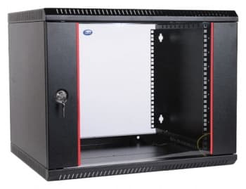 Шкаф коммутационный ЦМО ШРН-Эконом (ШРН-Э-9.350-9005) настенный 9U 600x350мм пер.дв.стекл 85кг черный 300мм 13.86кг 180град. 476мм сталь - фото 2