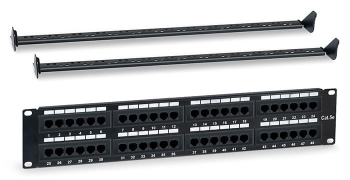 Патч-панель WRline WR-PL-48-C5E-D 19" 2U 48xRJ45 кат.5e - фото 1