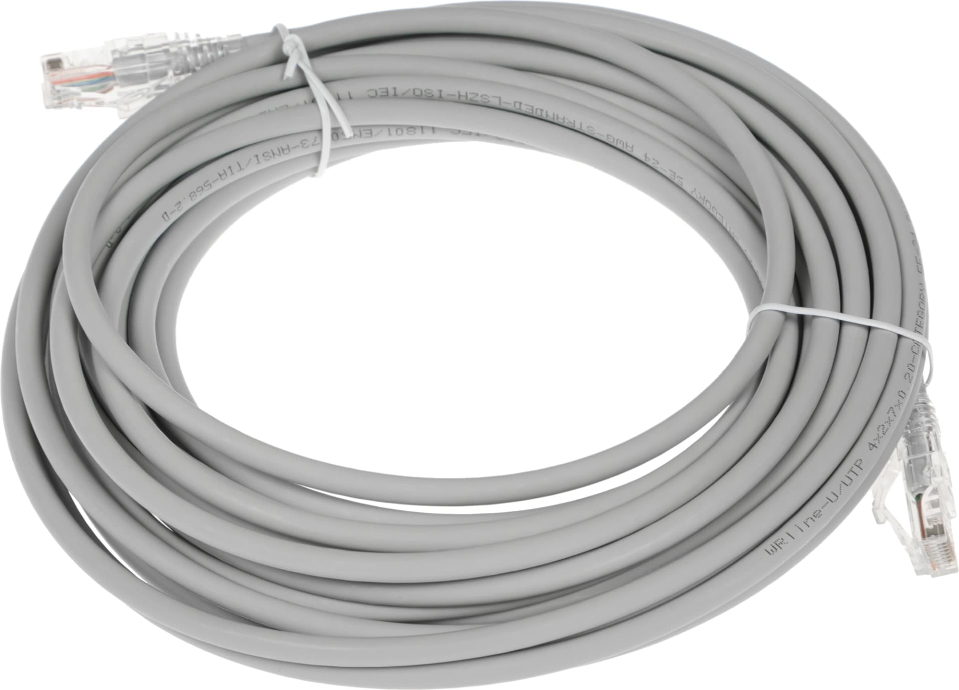 Патч-корд WRline WR-PC-RJ45-UTP-5E-10-GY UTP RJ-45 вил.-вилка RJ-45 кат.5E 10м серый LSZH (уп.:1шт) - фото 1