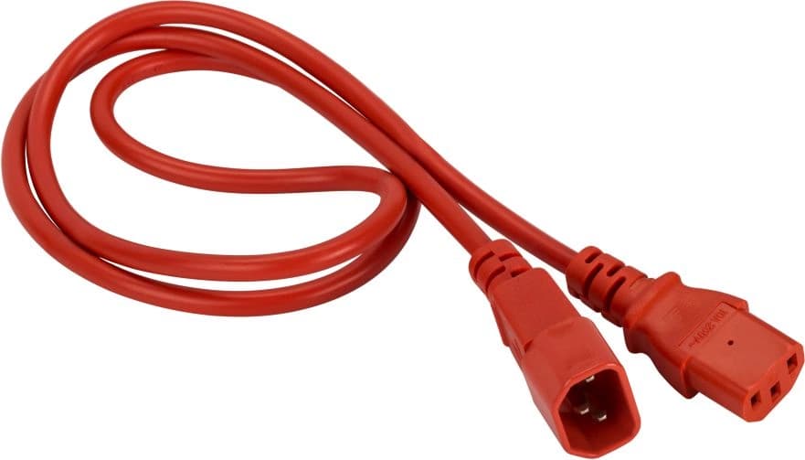 Шнур питания Lanmaster LAN-PP13/14-0.5-RD C13-С14 проводник.:3x0.75мм2 0.5м 220В 10А красный - фото 1