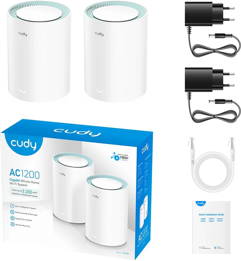 Бесшовный Mesh роутер Cudy M1300 (M1300(2-PACK)) AC1200 10/100/1000BASE-TX белый (упак.:2шт) - фото 1