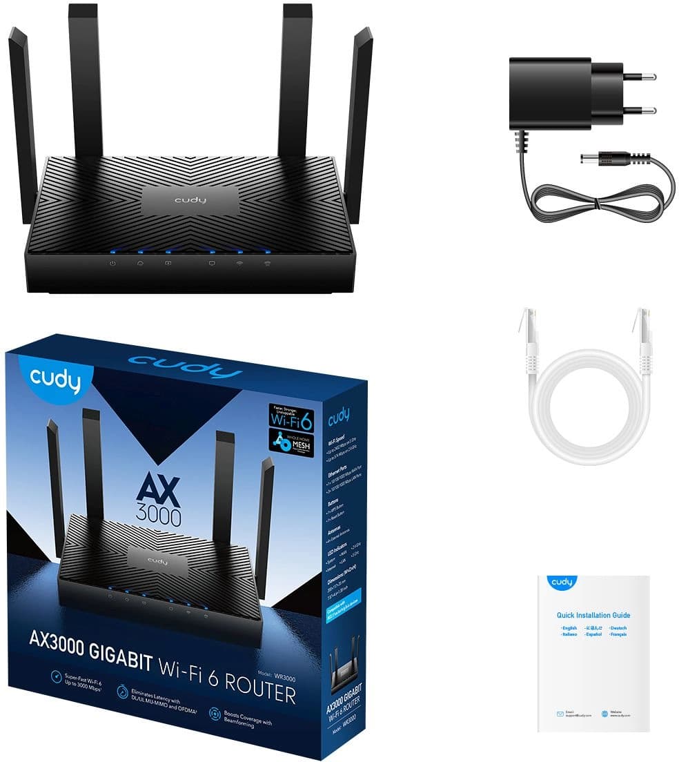Роутер беспроводной Cudy WR3000 AX3000 10/100/1000BASE-TX/Wi-Fi черный - фото 1