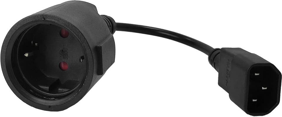 Шнур питания Lanmaster LAN-PPS/14-0.2-BK Schuko-С14 проводник.:3x0.75мм2 0.2м 220В 10А (упак.:1шт) черный - фото 1