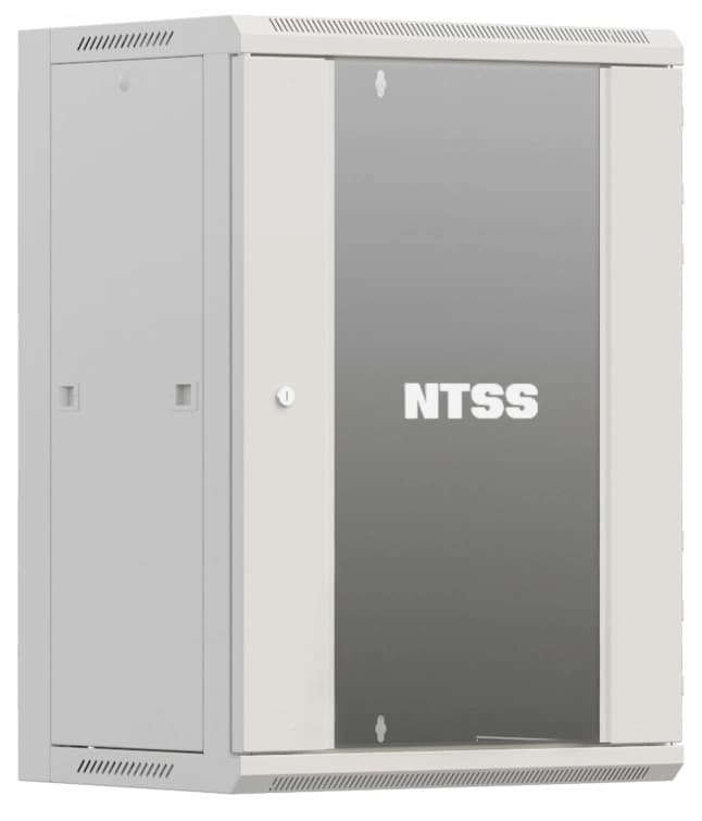 Шкаф коммутационный NTSS Премиум (NTSS-W15U6045GS-2) настенный 15U 600x450мм пер.дв.стекл 60кг серый 365мм 27кг 220град. 770мм IP20 сталь - фото 1
