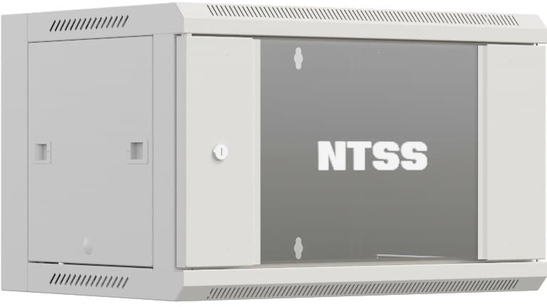 Шкаф коммутационный NTSS Премиум (NTSS-W18U6045GS-2) настенный 18U 600x450мм пер.дв.стекл 60кг серый 350мм 30.5кг 220град. 900мм IP20 сталь - фото 4