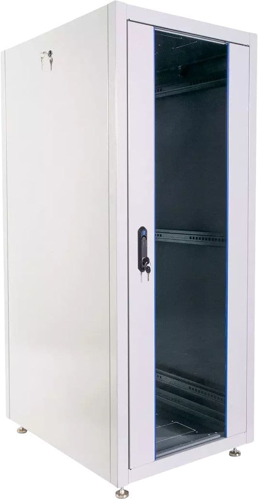 Шкаф коммутационный ЦМО (ШТК-Э-30.6.8-13АА) напольный 30U 600x800мм пер.дв.стекл металл направл.под винты 620кг серый 715мм 68кг 120град. 1454мм IP20 металл - фото 1