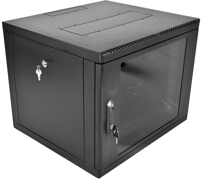 Шкаф коммутационный ЦМО (ШРН-М-9.500-9005) настенный 9U 600x520мм пер.дв.стекл 130кг черный 456мм 19.35кг 180град. 480мм IP20 сталь - фото 1