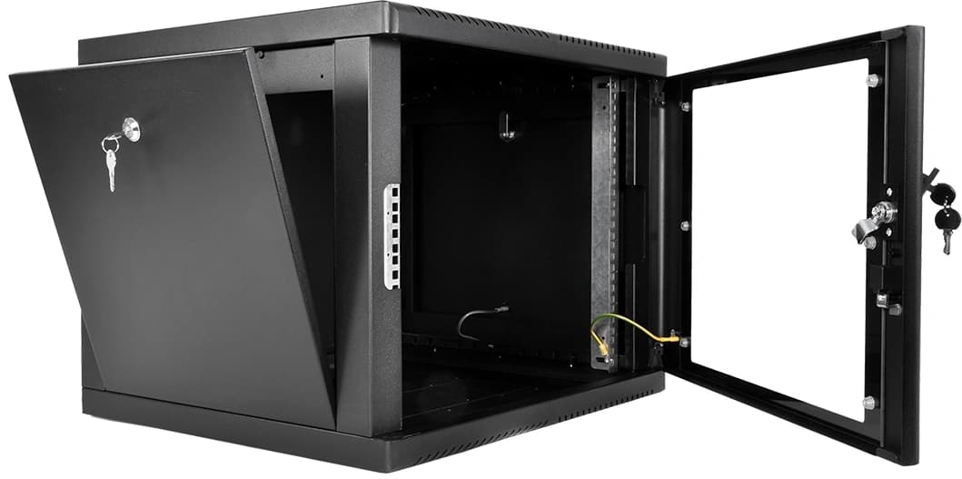 Шкаф коммутационный ЦМО (ШРН-М-9.500-9005) настенный 9U 600x520мм пер.дв.стекл 130кг черный 456мм 19.35кг 180град. 480мм IP20 сталь - фото 3