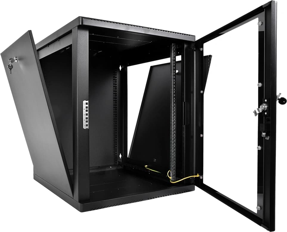 Шкаф коммутационный ЦМО (ШРН-М-12.650-9005) настенный 12U 600x650мм пер.дв.стекл 120кг черный 581мм 25.1кг 180град. 610мм IP20 металл - фото 3