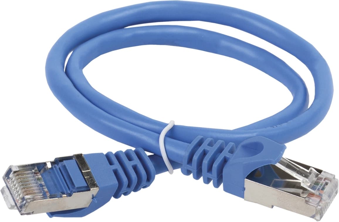 Патч-корд ITK PC03-C5EFL-1M F/FTP RJ-45 вил.-вилка RJ-45 кат.5E 1м синий LSZH - фото 1