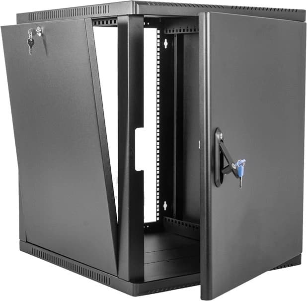 Шкаф коммутационный ЦМО (ШРН-9.350.1-9005) настенный 9U 600x350мм пер.дв.стал.лист 200кг черный 300мм 180град. 479мм IP20 металл - фото 4