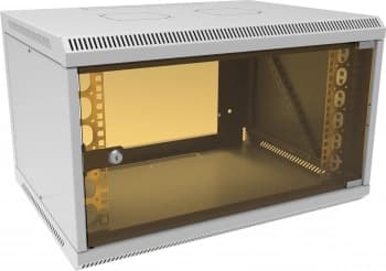Шкаф коммутационный Suprlan ТВЛ-6U-600-450-СР (05-1063) настенный 6U 600x450мм пер.дв.стекл направл.под закл.гайки 70кг RAL 7035 385мм 15.7кг 360мм металл - фото 2