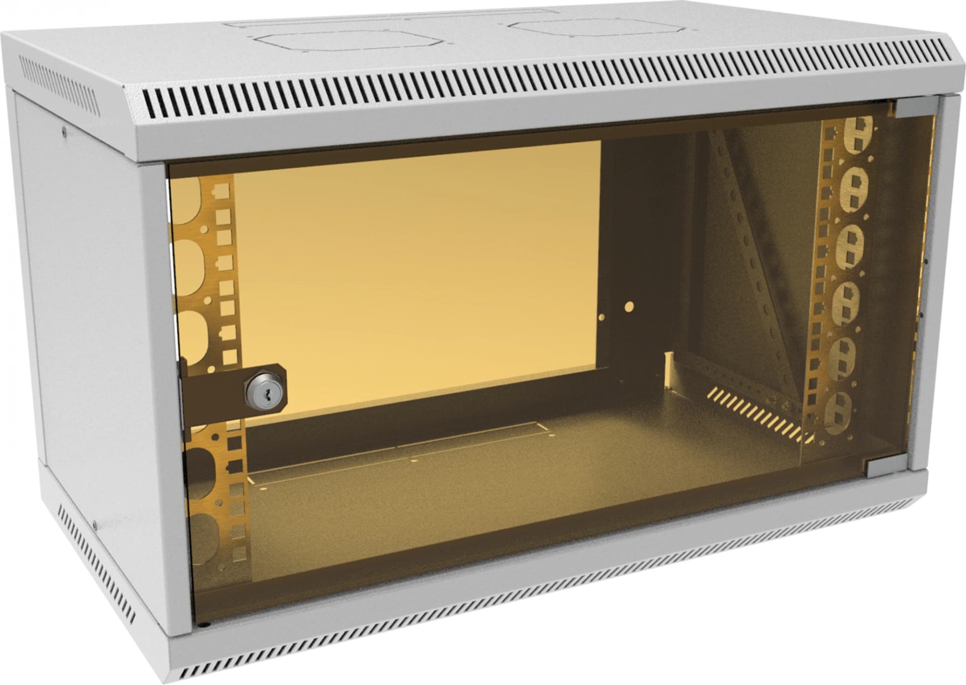 Шкаф коммутационный Suprlan ТВЛ-6U-600-350-СР (05-1060) настенный 6U 600x350мм пер.дв.стекл направл.под закл.гайки 70кг RAL 7035 285мм 13.3кг 360мм металл - фото 1