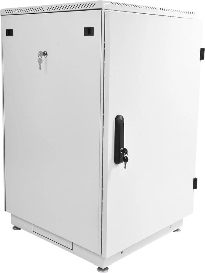 Шкаф коммутационный ЦМО (ШТК-М-24.6.6-3ААА) напольный 24U 600x600мм пер.дв.металл 2 бок.пан. металл 700кг серый 455мм 55кг 180град. 1245мм металл - фото 1