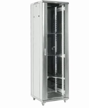 Шкаф коммутационный Rexant (04-2766-211) напольный 27U 600x600мм пер.дв.стекл металл 2 бок.пан. направл.под винты 800кг серый 56кг 230град. 1387мм IP20 сталь - фото 2
