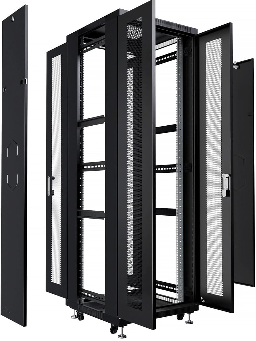 Шкаф серверный Cabeus (ND-05C-42U60/120-BK) напольный 42U 800x1200мм пер.дв.перфор.2ств. задн.дв.перфор.2-хст. 800кг черный 1100мм 114кг 220град. 2055мм IP20 сталь - фото 1
