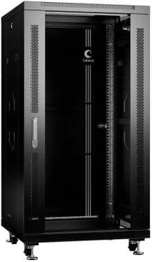 Шкаф коммутационный Cabeus (SH-05C-22U60/60-BK) напольный 22U 600x600мм пер.дв.стекл металл 800кг черный 500мм 56.4кг 1166мм IP20 сталь - фото 5