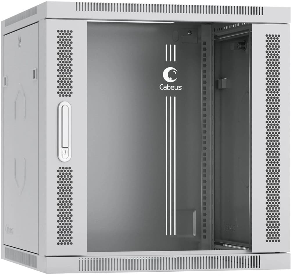 Шкаф коммутационный Cabeus (SH-05F-12U60/45-R) настенный 12U 600x450мм пер.дв.стекл 50кг серый 390мм 25кг 220град. 635мм IP20 сталь - фото 4