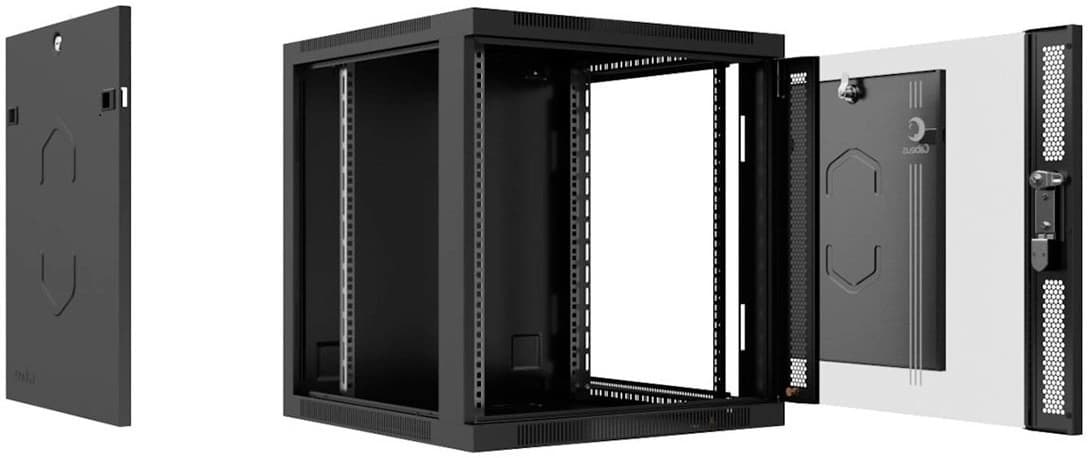 Шкаф коммутационный Cabeus (SH-05F-15U60/60-R-BK) настенный 15U 600x600мм пер.дв.стекл 60кг черный 540мм 30кг 220град. 769мм IP20 сталь - фото 1