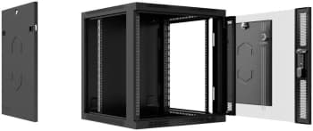 Шкаф коммутационный Cabeus (SH-05F-15U60/60-R-BK) настенный 15U 600x600мм пер.дв.стекл 60кг черный 540мм 30кг 220град. 769мм IP20 сталь - фото 2