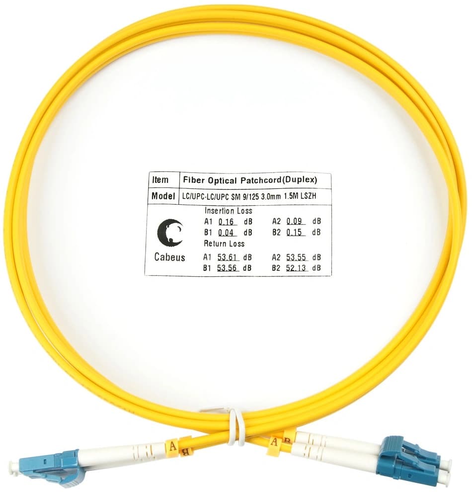 Патч-корд Cabeus FOP(D)-9-LC-LC-1,5M 2x9/125 OS2 LC дуплекс-LC дуплекс 1.5м LSZH желтый - фото 2
