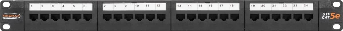 Патч-панель Nikomax NMC-RP24UD2-1U-BK 19" 1U 24xRJ45 кат.5E UTP - фото 1