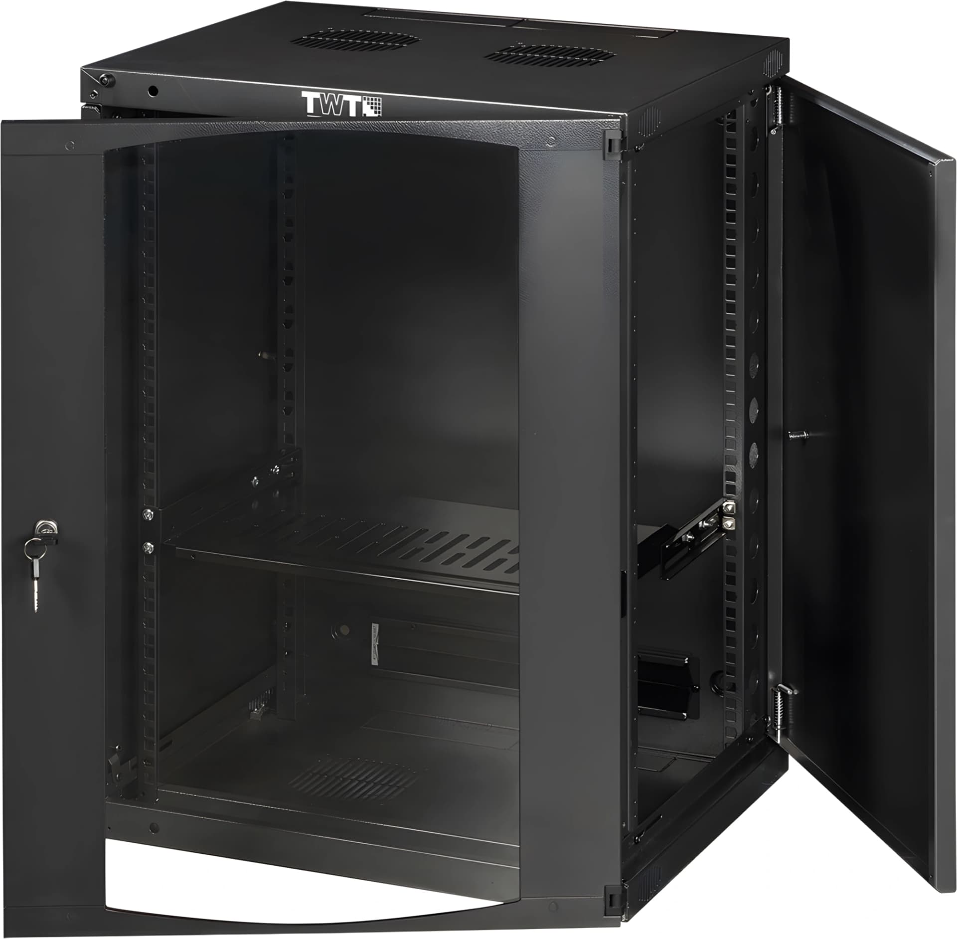 Шкаф коммутационный Lanmaster Next (TWT-CBWNG-9U-6X4-BK) настенный 9U 550x450мм пер.дв.стекл 60кг черный 15.5кг 494мм - фото 4