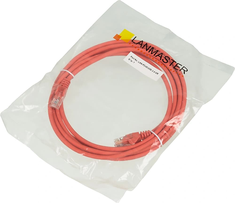 Патч-корд Lanmaster LAN-PC45/U5E-3.0-OR UTP RJ-45 вил.-вилка RJ-45 кат.5E 3м оранжевый LSZH (уп.:1шт) - фото 4