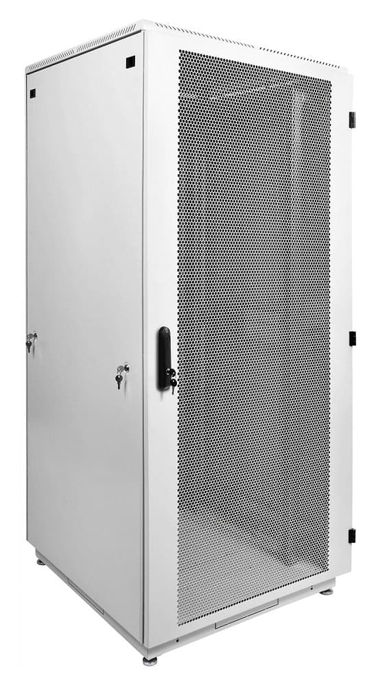 Шкаф серверный ЦМО (ШТК-М-42.8.10-4ААА) напольный 42U 800x1000мм пер.дв.перфор. задн.дв.спл.стал.лист 2 бок.пан. направл.под закл.гайки 550кг серый 855мм 134.3кг 180град. 2030мм IP20 - фото 1